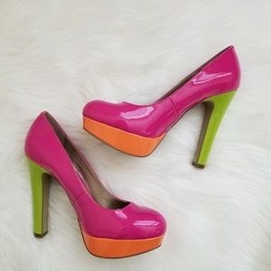 Guess Hot Pink/Orange/Lime Green Shoes Size 7 1/2
